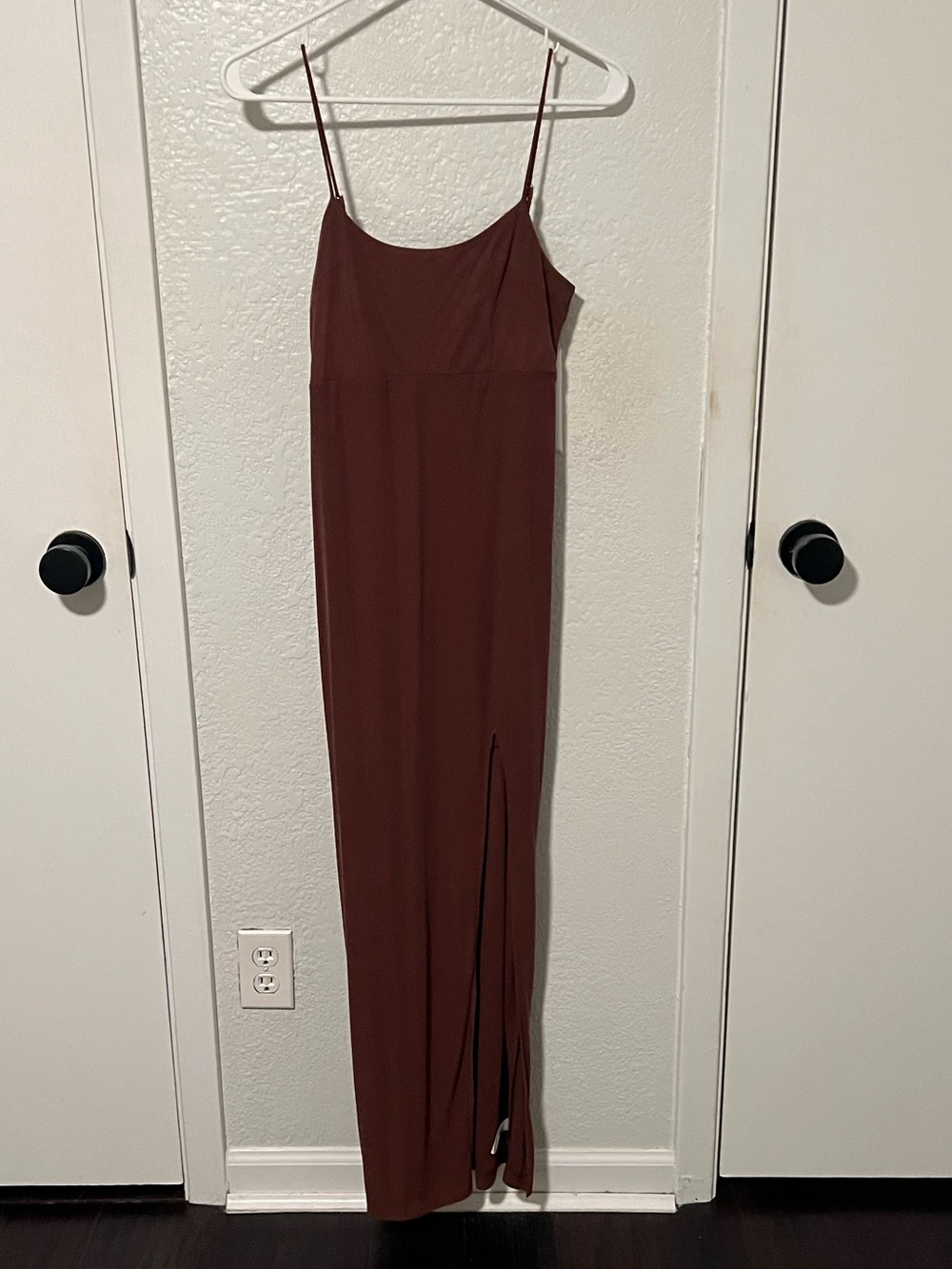 wild fable Brown Slip Maxi Dress with Side Slit